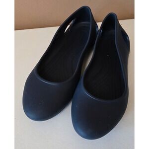 Crocs Rio Flat Navy Blue Pointed Toe Ballet Flats Womens Size 7 Side Cutouts